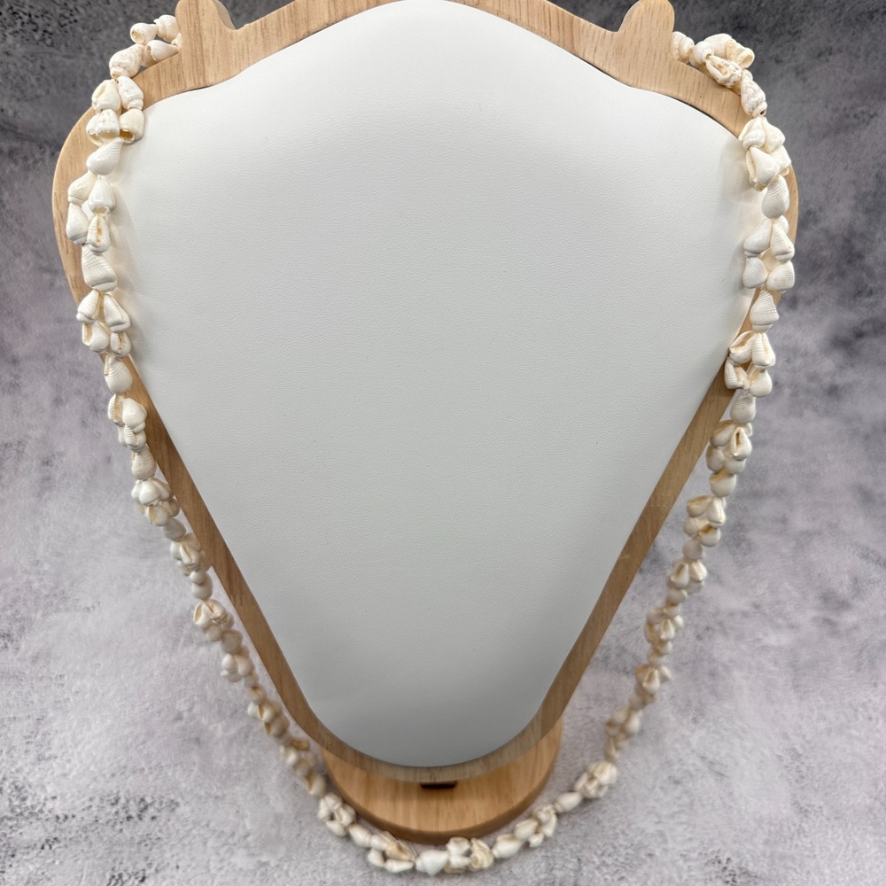 White Seashell Cluster Necklace Long Coastal Boho Beach Statement Vintage Gift